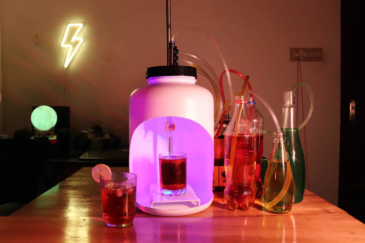 This robotic bartender serves up drinks using a Nano RP2040 Connect and