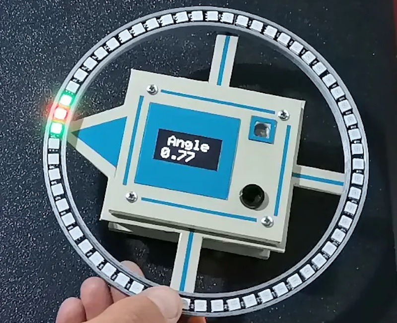 This electronic compass guides you using LEDs and OLED display