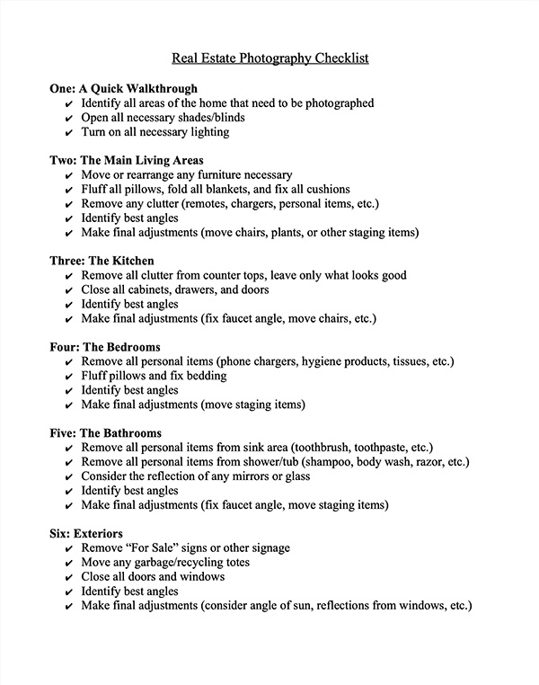 Free Real Estate Photography Checklist Download » Aryeo Blog