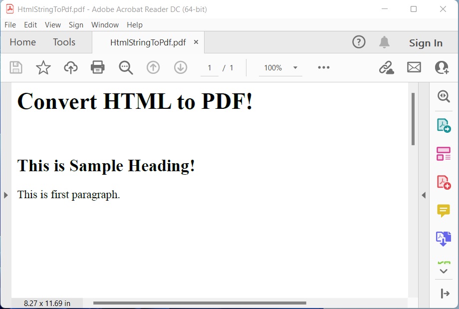 Generate PDF from HTML in C HTML to PDF C