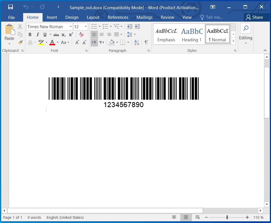 Create Barcode in Word using C Read Barcode from Word in C