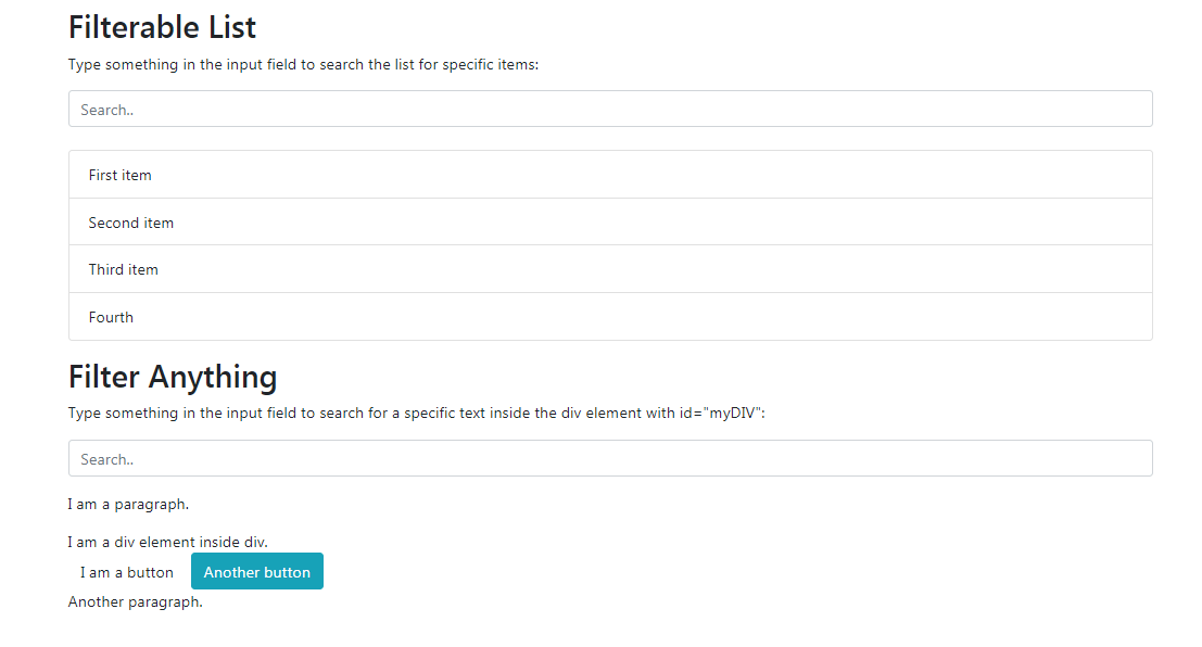 How To create a Filters In Bootstrap