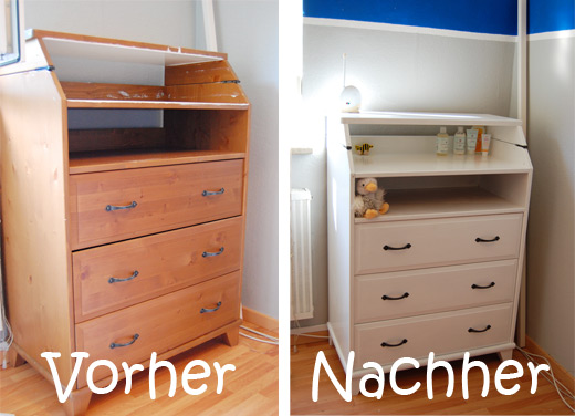 Frisch lackiert die neue alte Kommode Binenstich