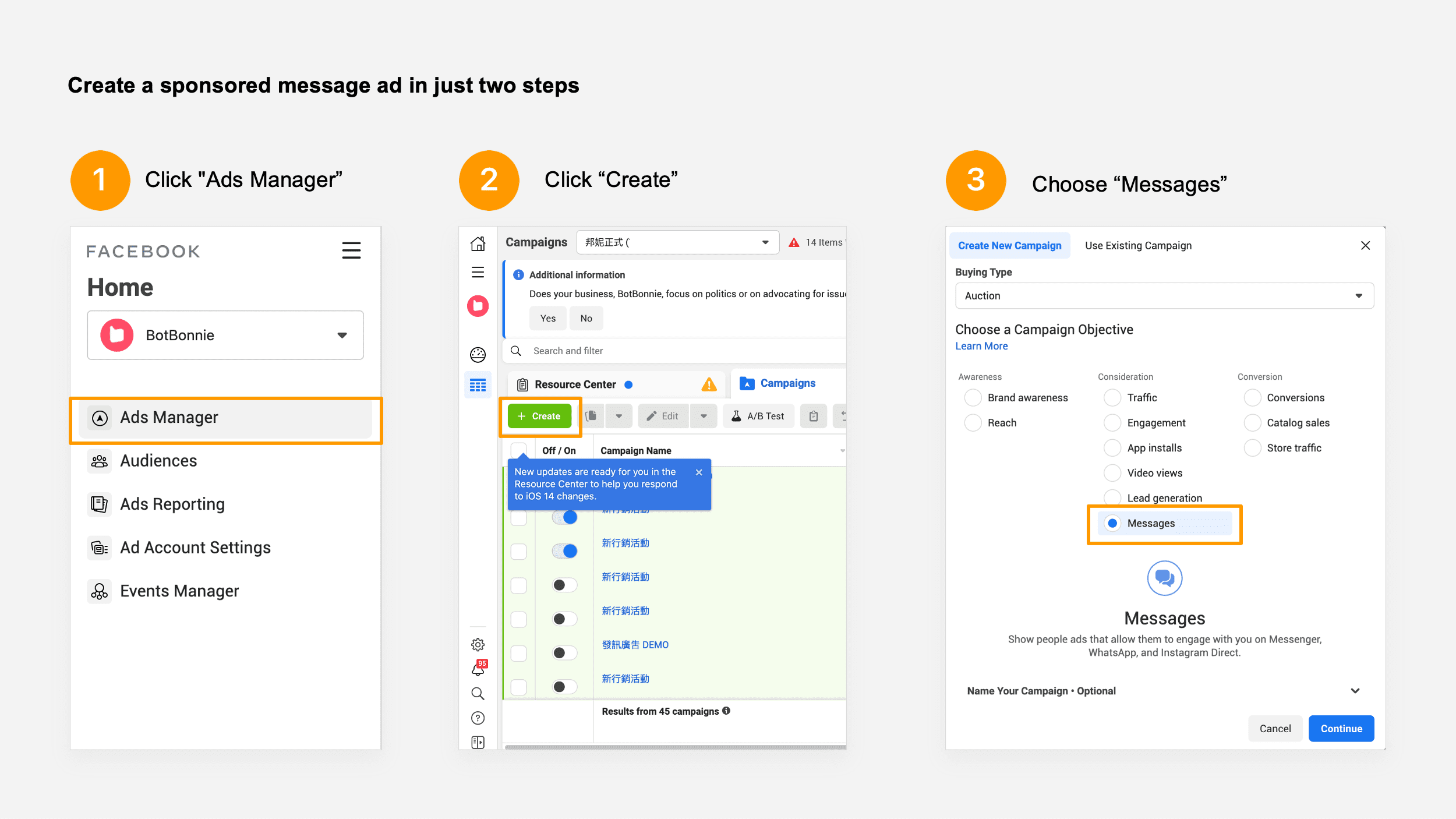 Facebook Sponsored Message