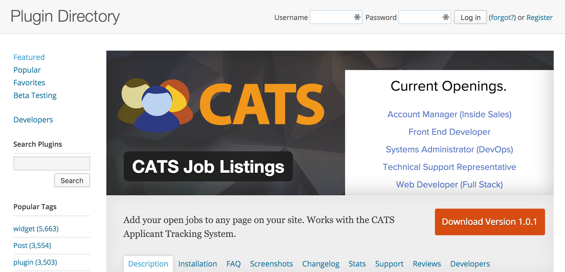 CATS Job Listings & WordPress Plugin CATS
