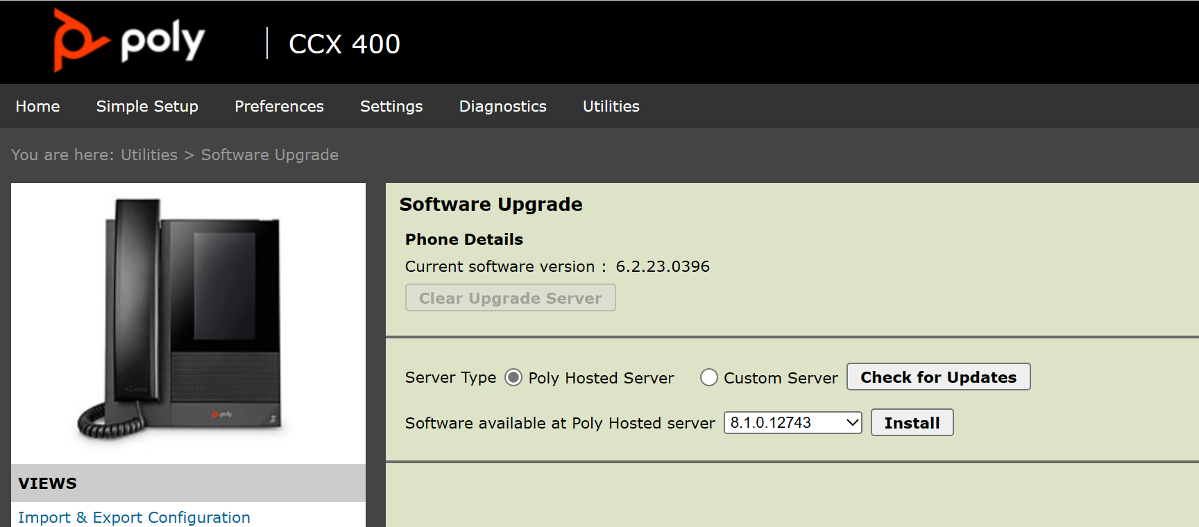 Unable to Access Web Interface or Update a Poly VVX400 ver 1.0.1.0054
