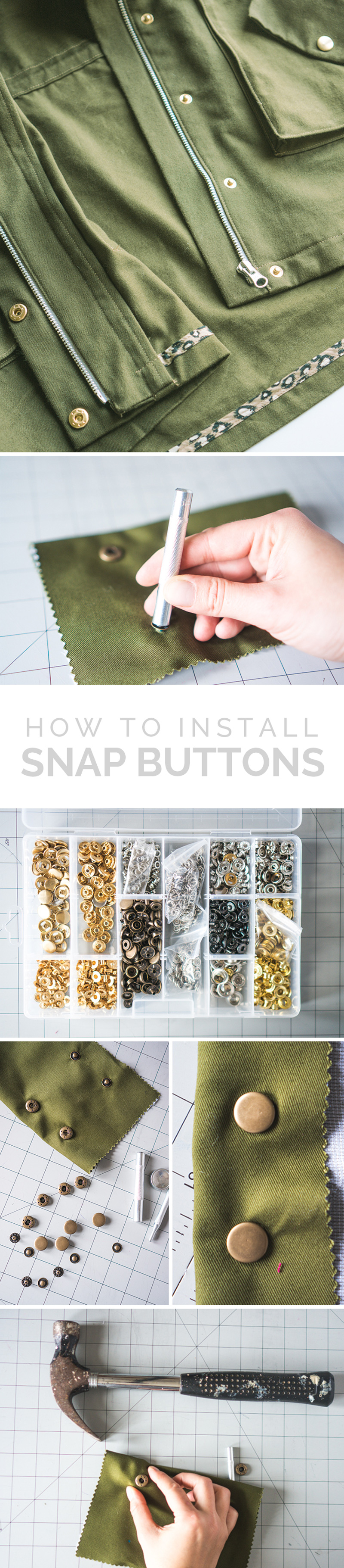 How to Install Snap Buttons Tutorial // Kelly Anorak Sewalong Closet