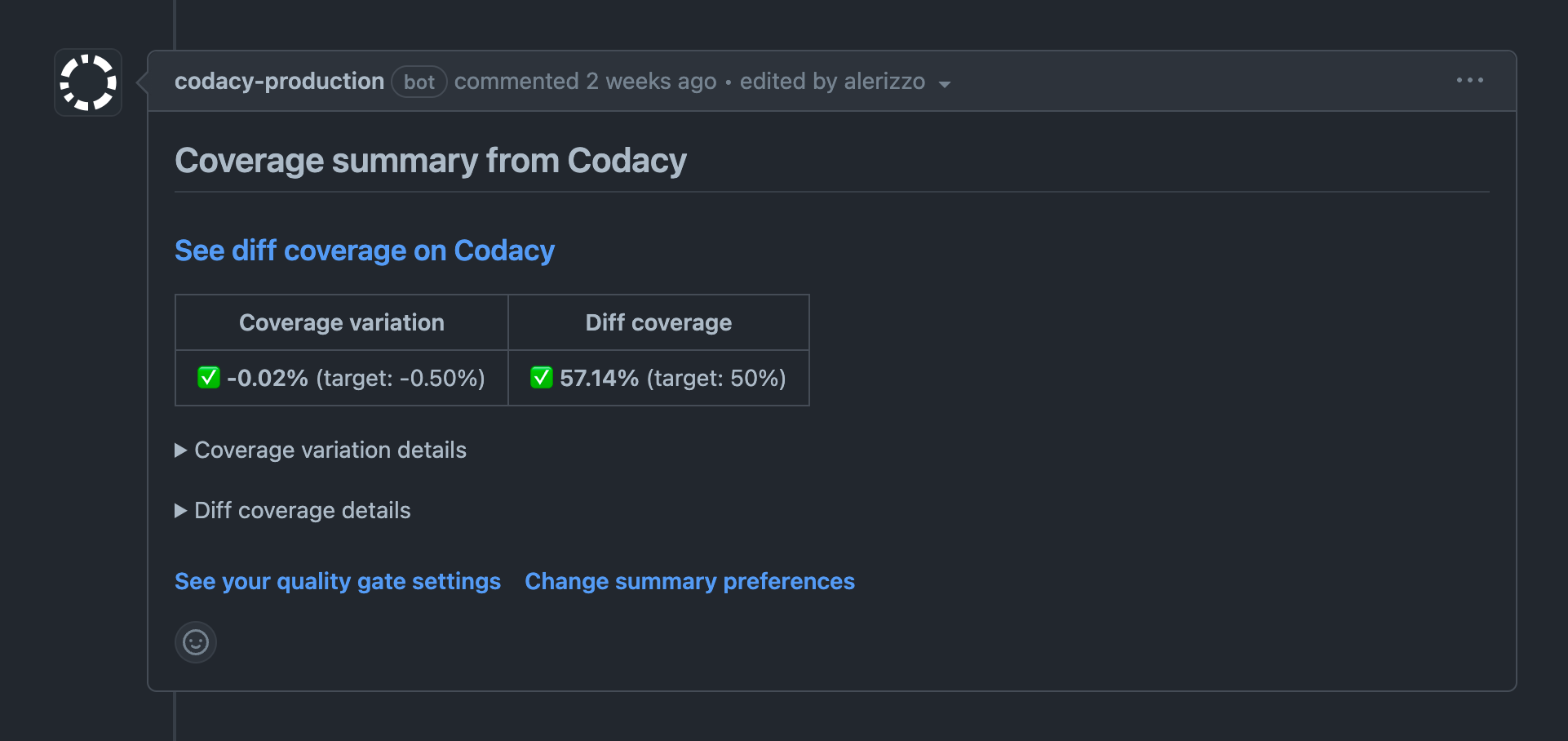 Codacy's Pull Request Coverage Diff View Codacy