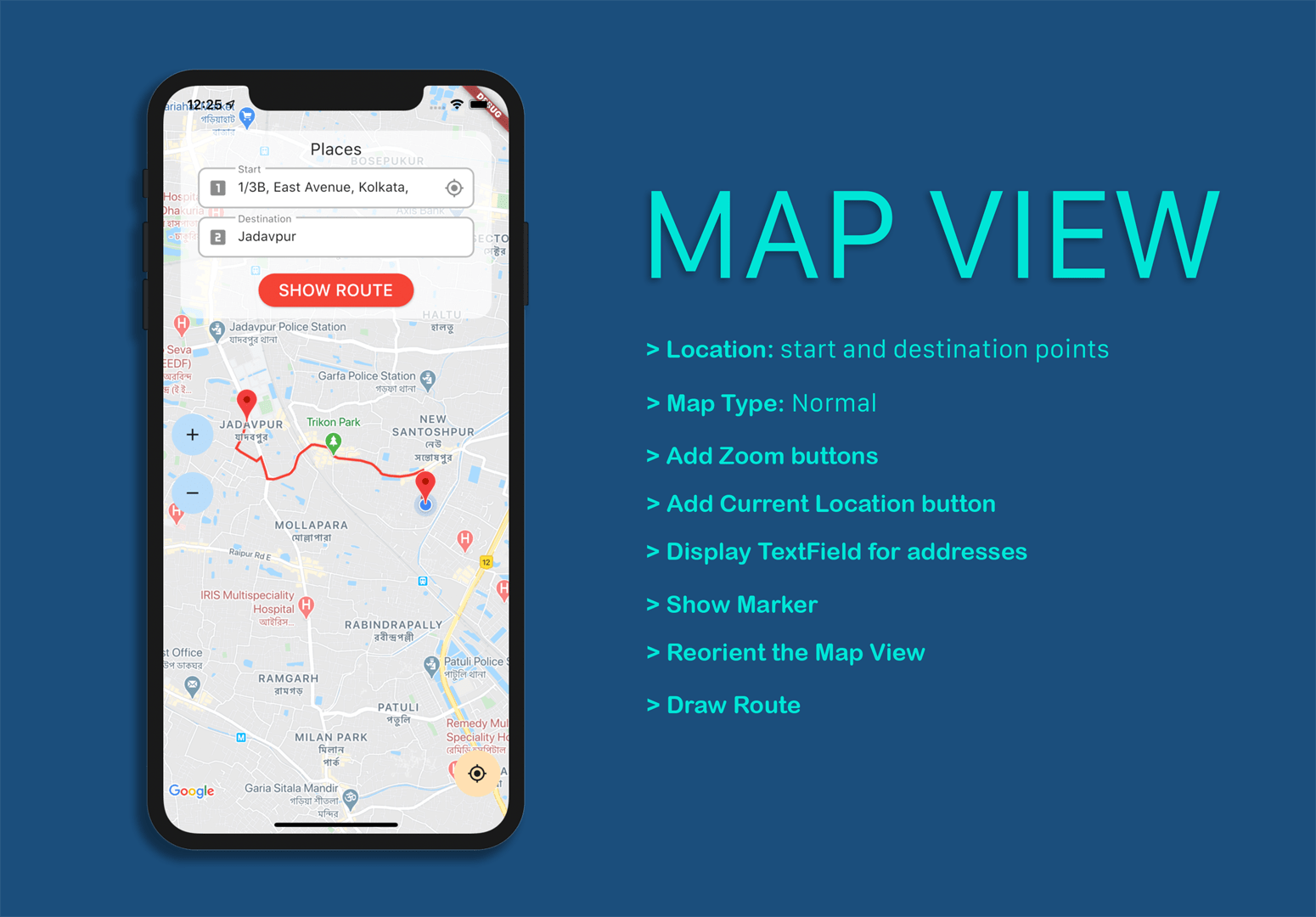 Route calculator How to create it by using Google Maps in Flutter
