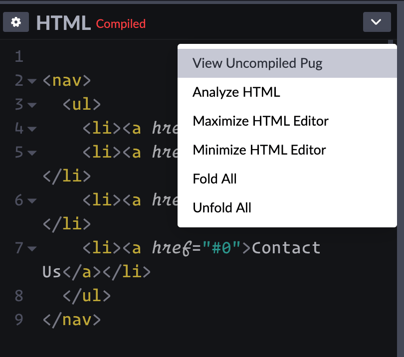 Using HTML Preprocessors CodePen