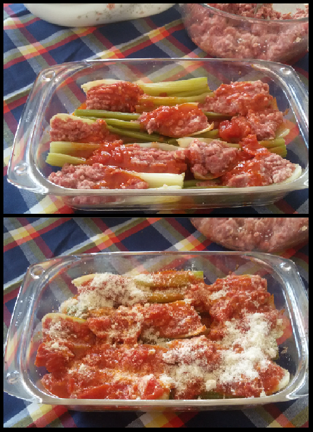 Sedano in umido Barchette di sedano alla carne Cucina italiana