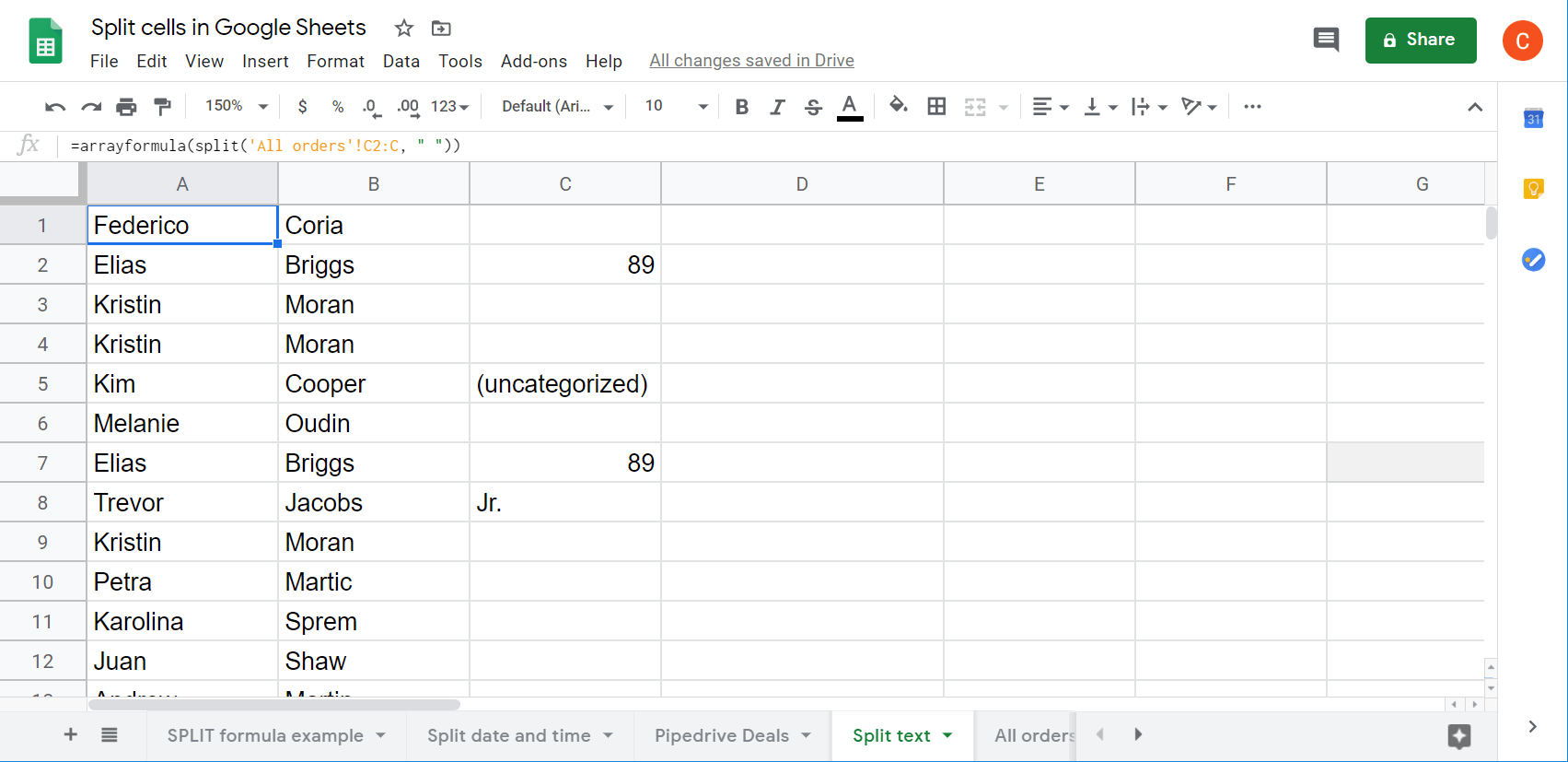 Split Cells in Google Sheets Coupler.io Blog