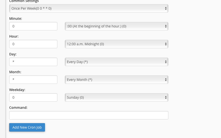 How to set cron job in cpanel command QuyaSoft