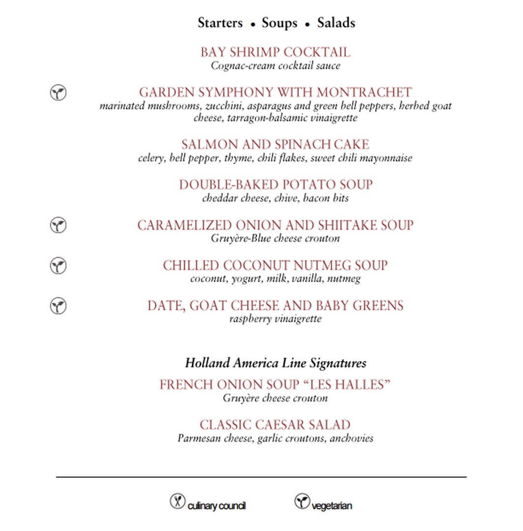 Royal Court Christmas Menu 2023 A little about the fantastic dining on Holland America CruisesNMore