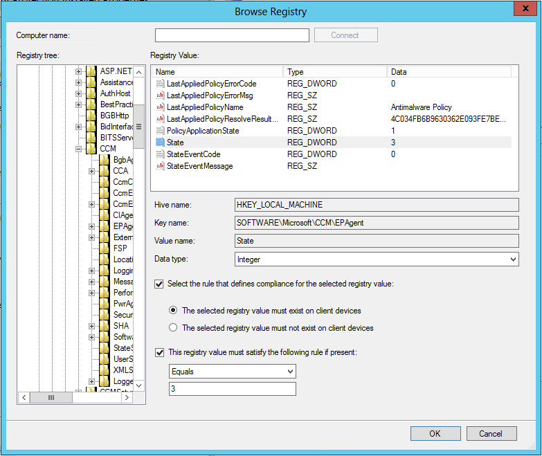 Configuration Items and Baselines, Example SCEP Client Compliance