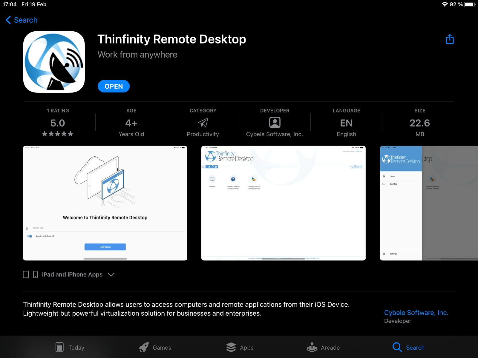 Thinfinity Remote Desktop 5.0. IPAD Application
