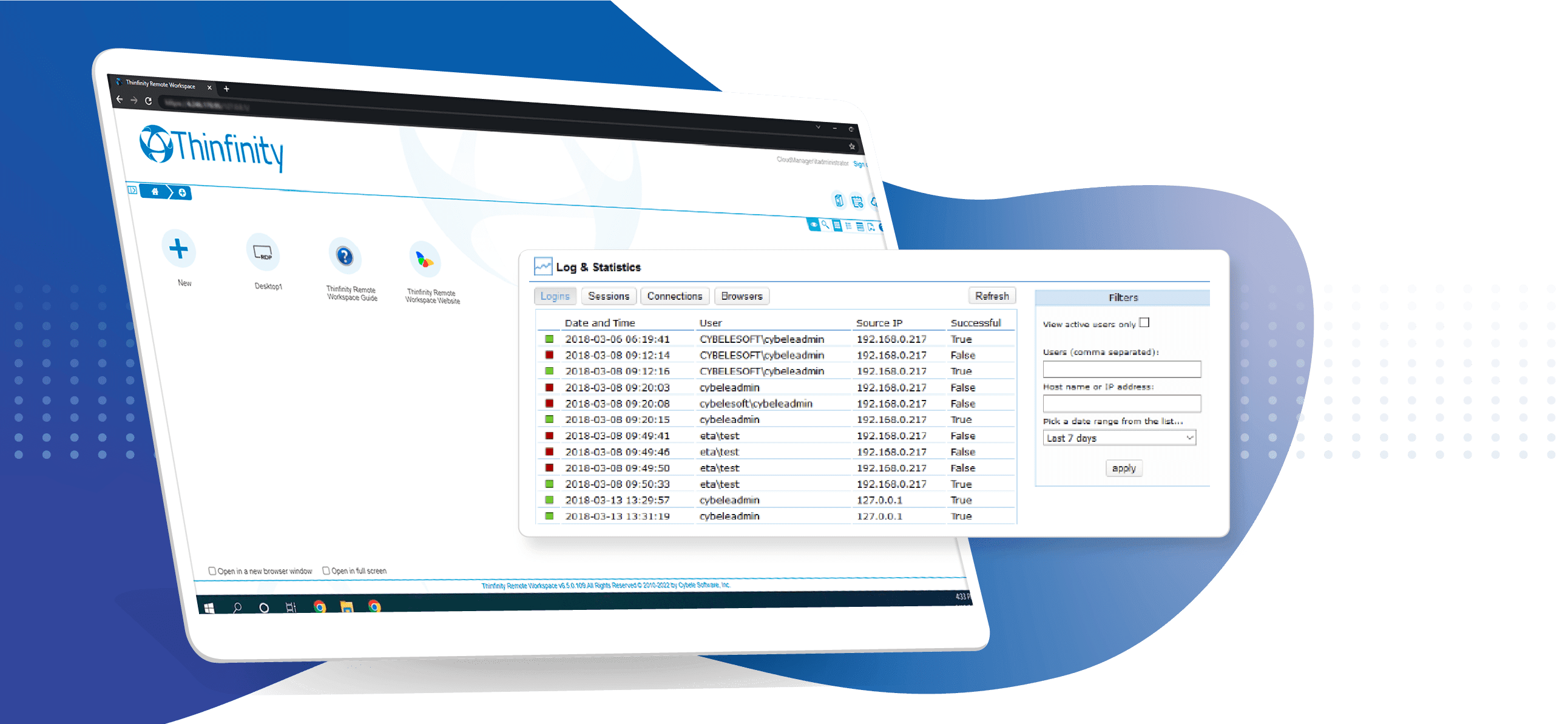 Monitor remote access sessions with Thinfinity Remote Workspace Analytics