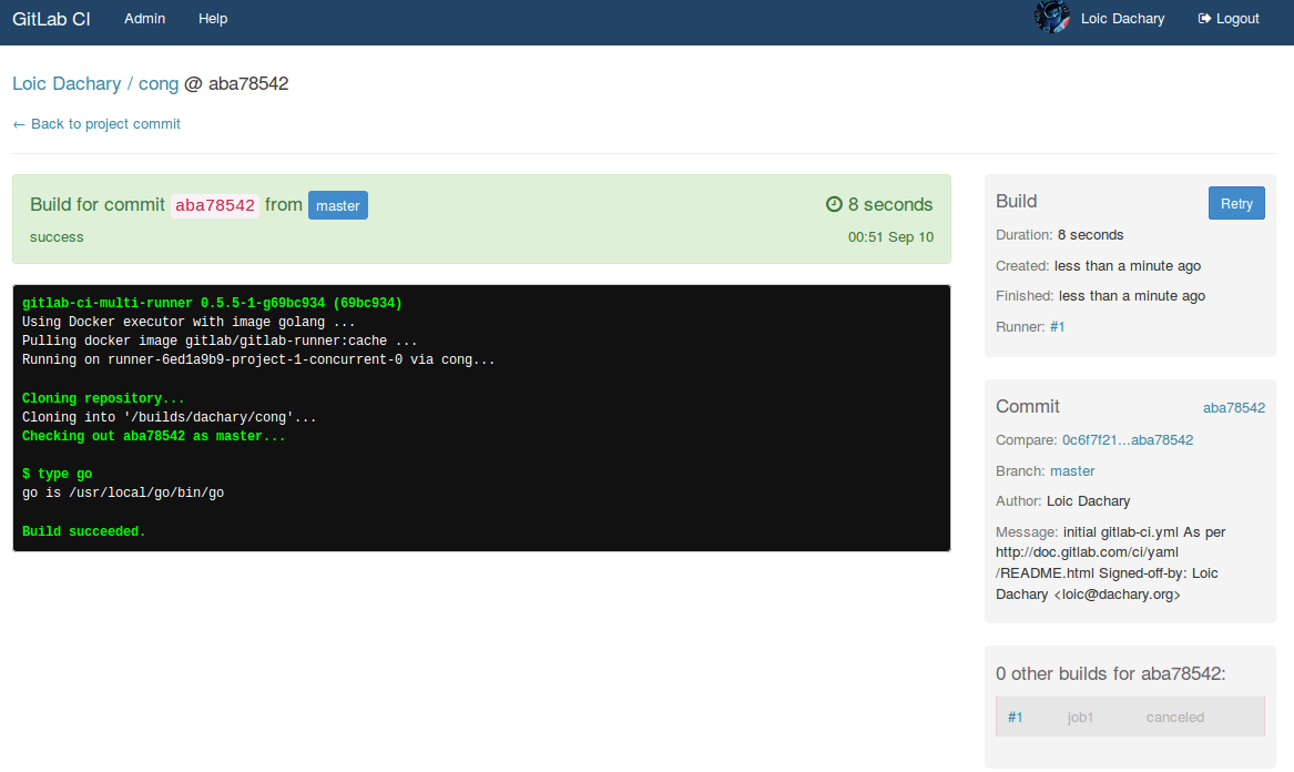 Gitlab CI runner installation Loïc Dachary