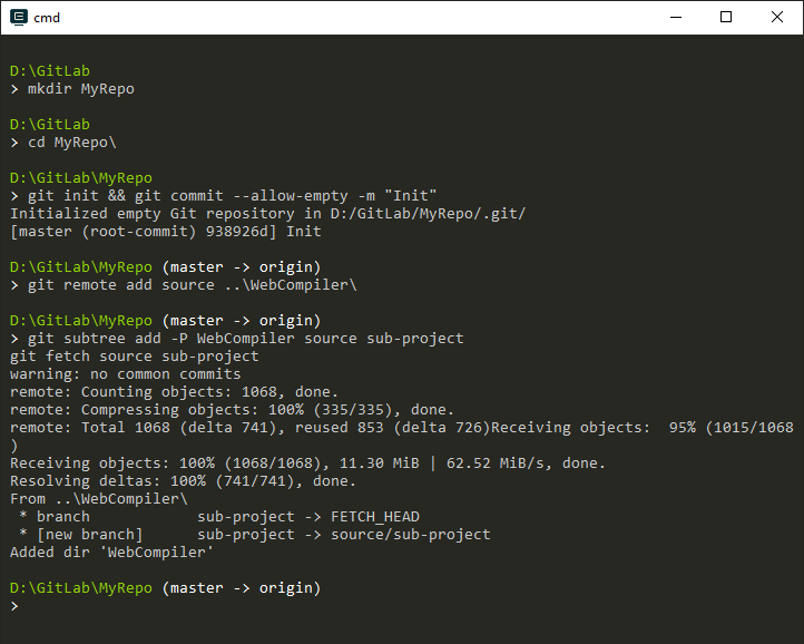 Git 實戰練習 使用 Git Subtree 轉移子專案黑暗執行緒