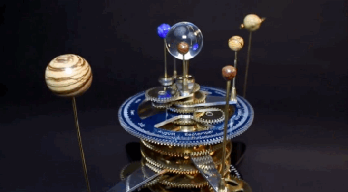 Fascinating Animated GIFs of a Mechanical Model of the Solar System