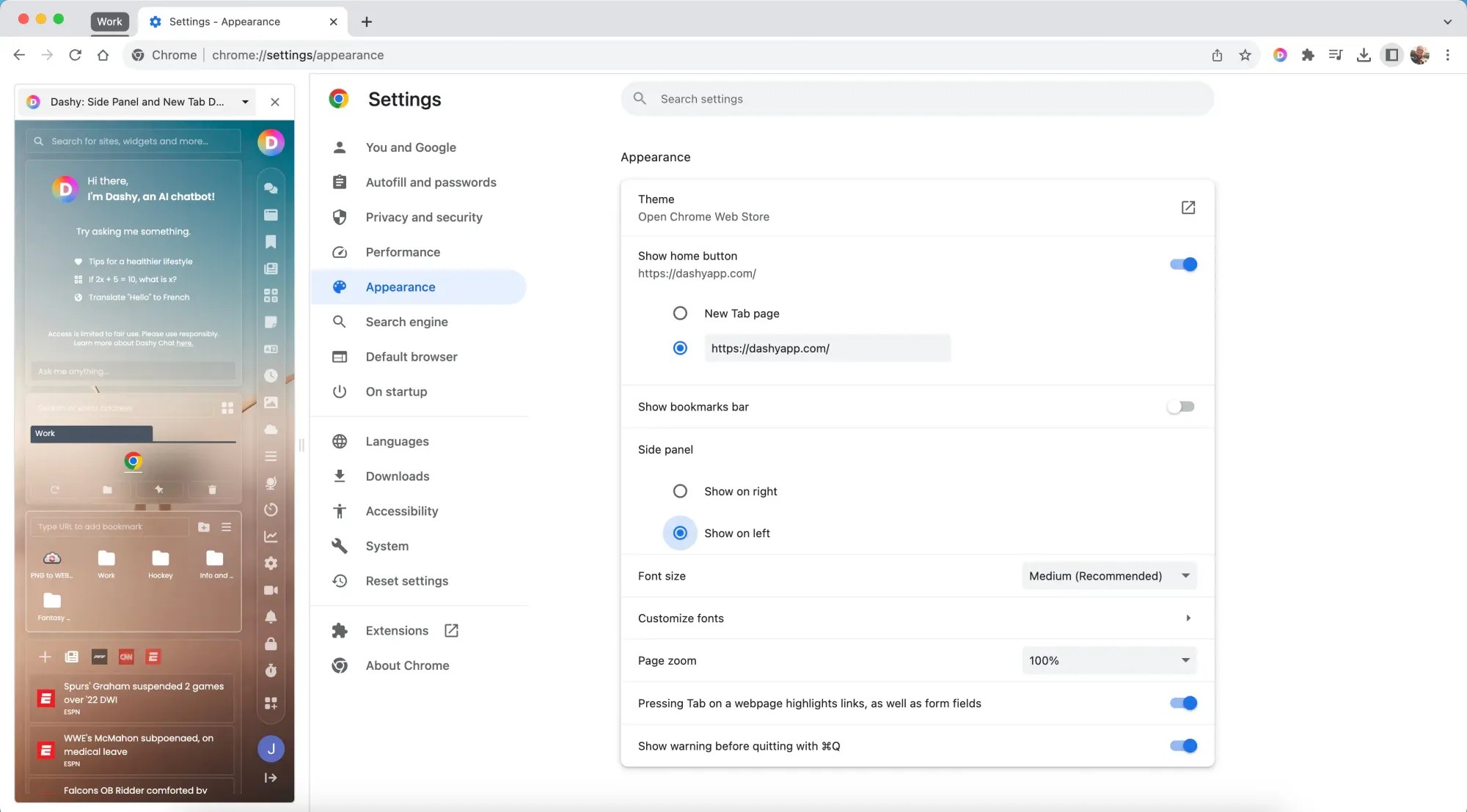 HowTo Change Chrome Side Panel to the Left