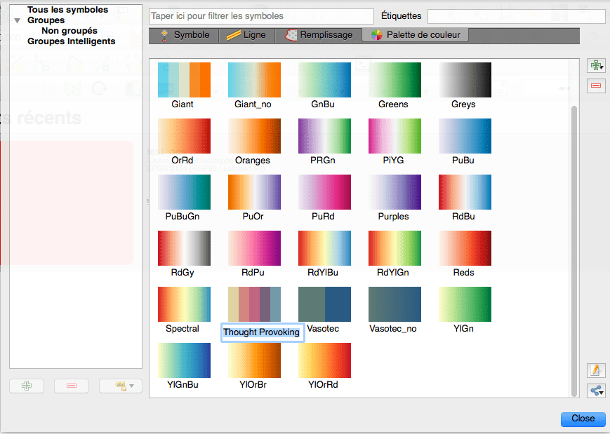 QGIS Récupérer des palettes de couleurs depuis