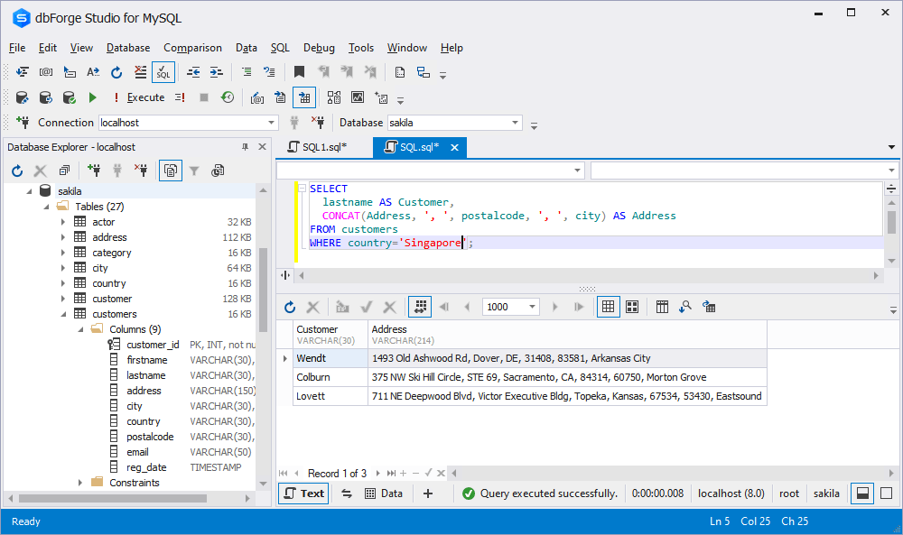 CONCAT function in MySQL Syntax and Examples