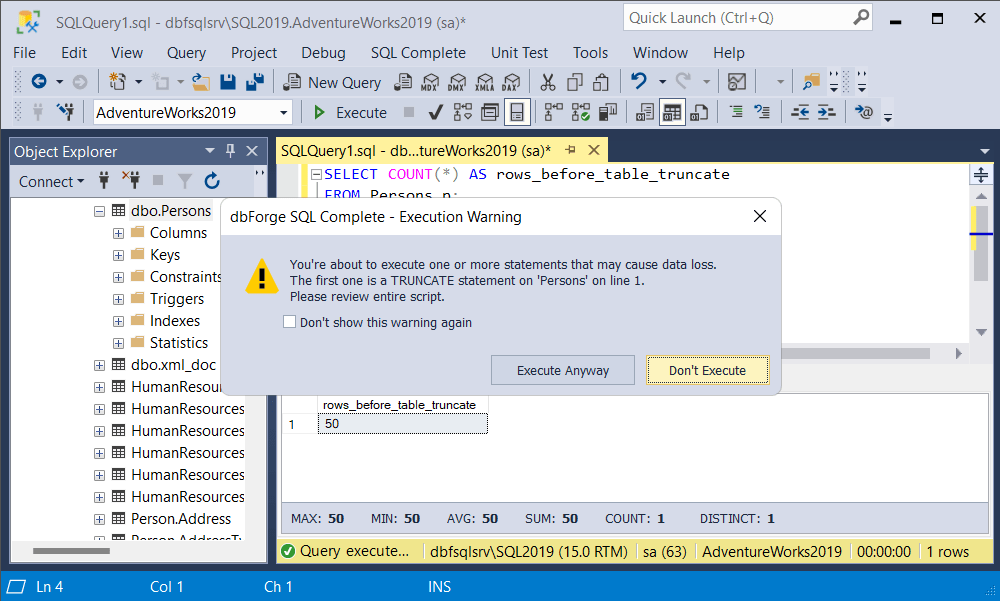 SQL TRUNCATE TABLE Statement, Syntax, Examples