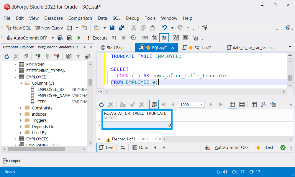 SQL TRUNCATE TABLE Statement, Syntax, Examples