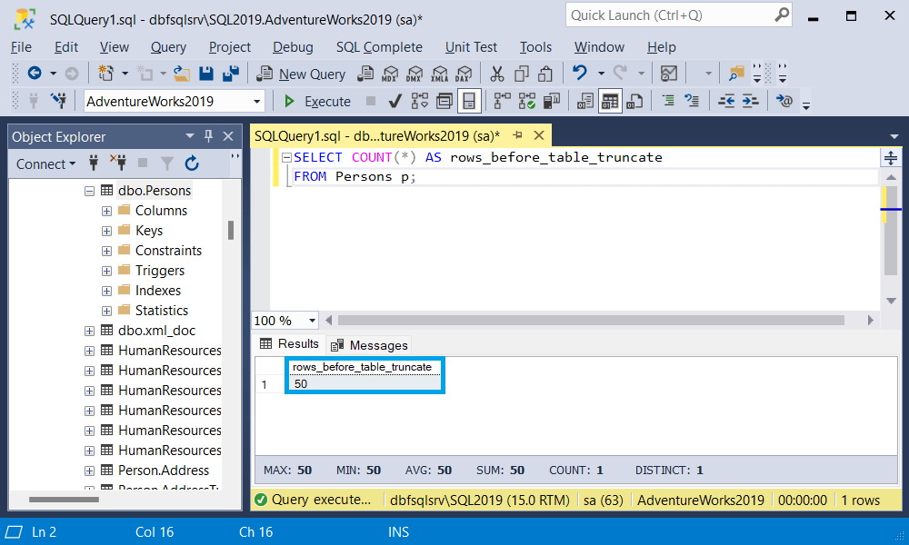 SQL TRUNCATE TABLE Statement, Syntax, Examples