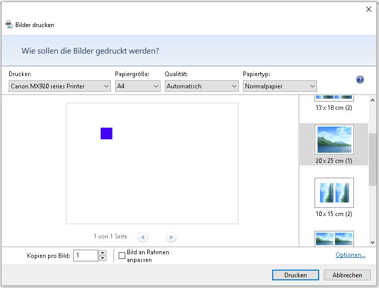 Bild in beliebiger Größe aus ausdrucken So geht es!