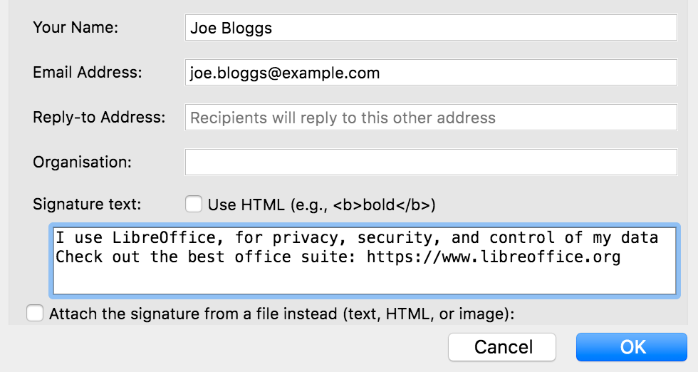 Spread the word add LibreOffice to your email signature! The