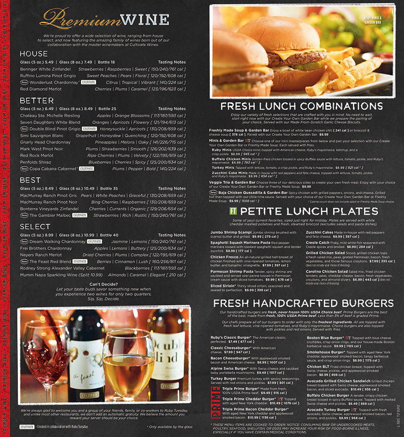 Ruby Tuesday Lunch Menu - A Food Photographer Blog