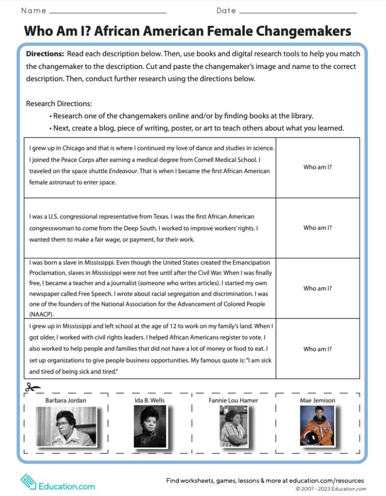 The best worksheets for teaching kids about Black History Month