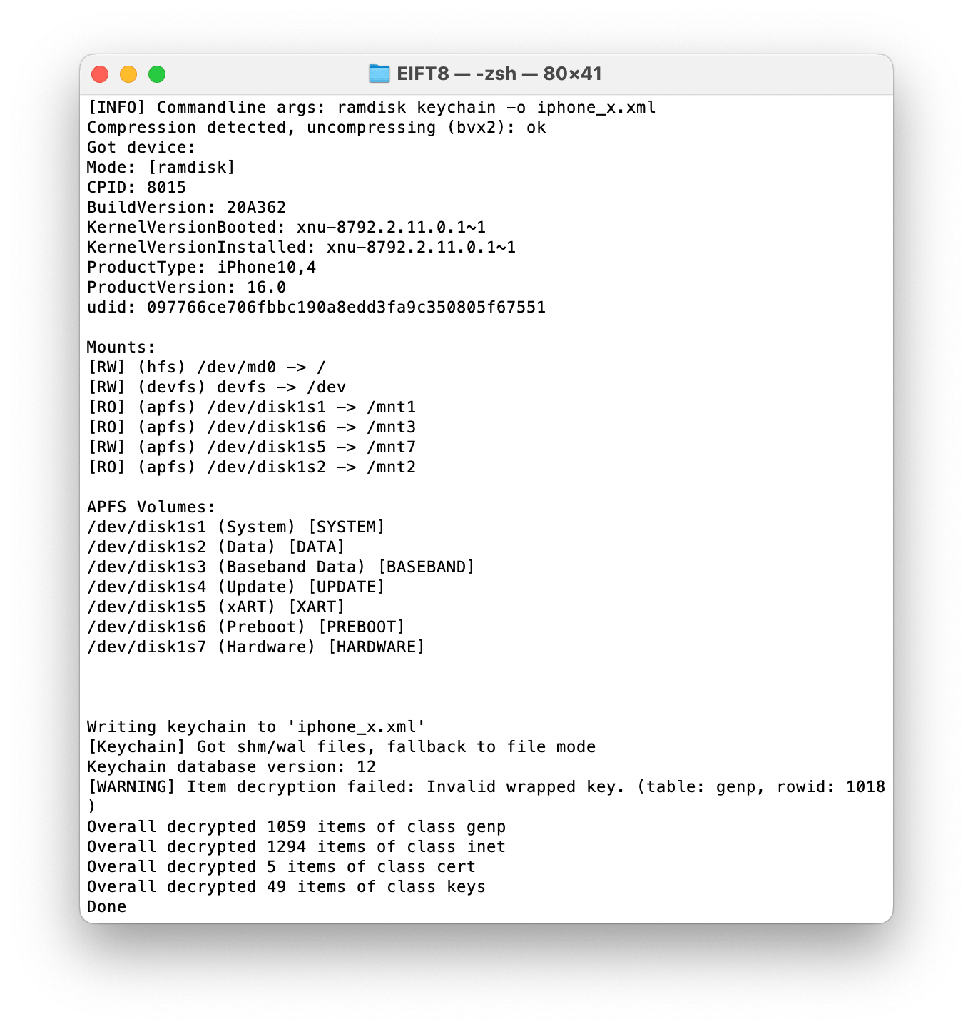 iOS 16 Extracting the File System and Keychain from A11 Devices blog
