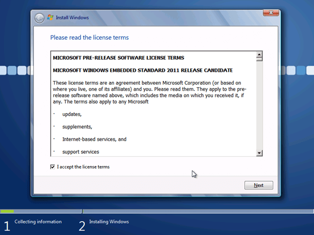 HP t5720 に Windows Embedded Standard 7 をインストール その 3 OS のインストール at