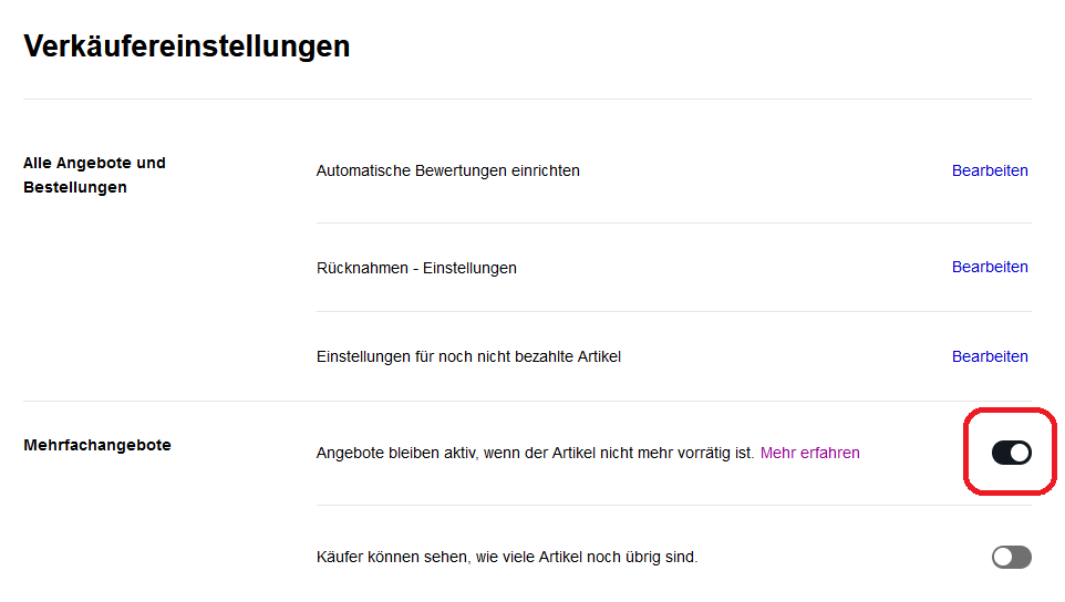 "Nicht mehr vorrätig" für Gültig bis auf Widerruf Angebote nutzen