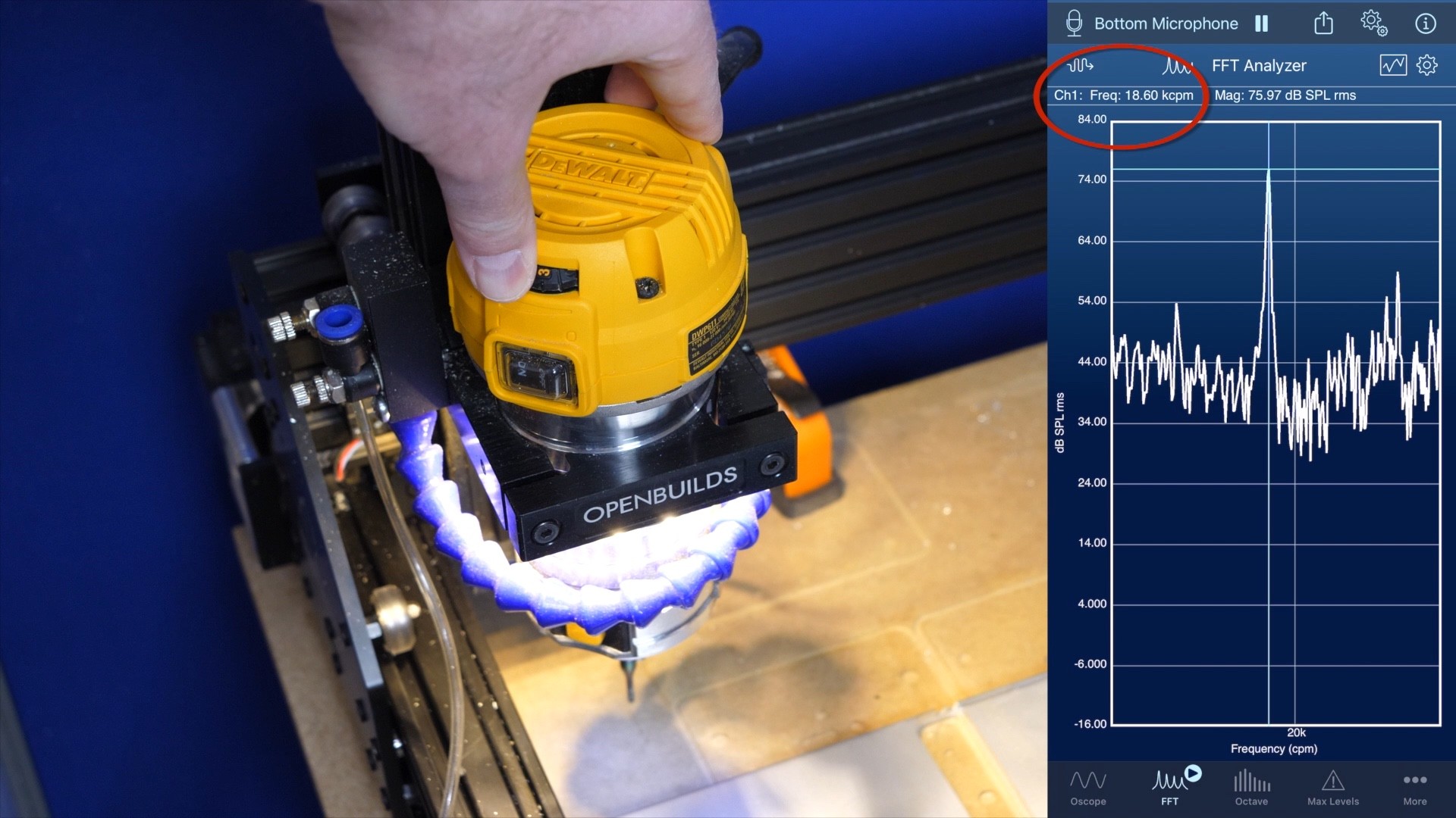 Measure CNC router spindle speed with SignalScope X Faber Acoustical Blog