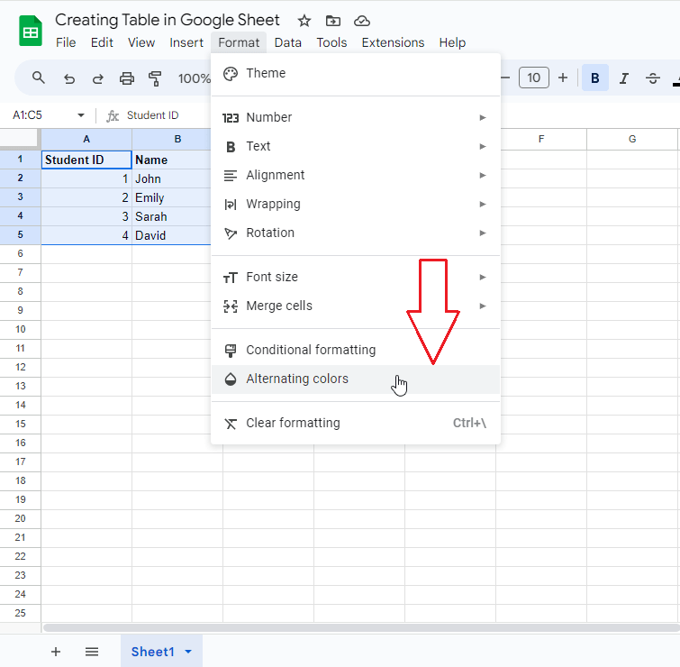 So erstellen Sie eine Tabelle in Google Sheets