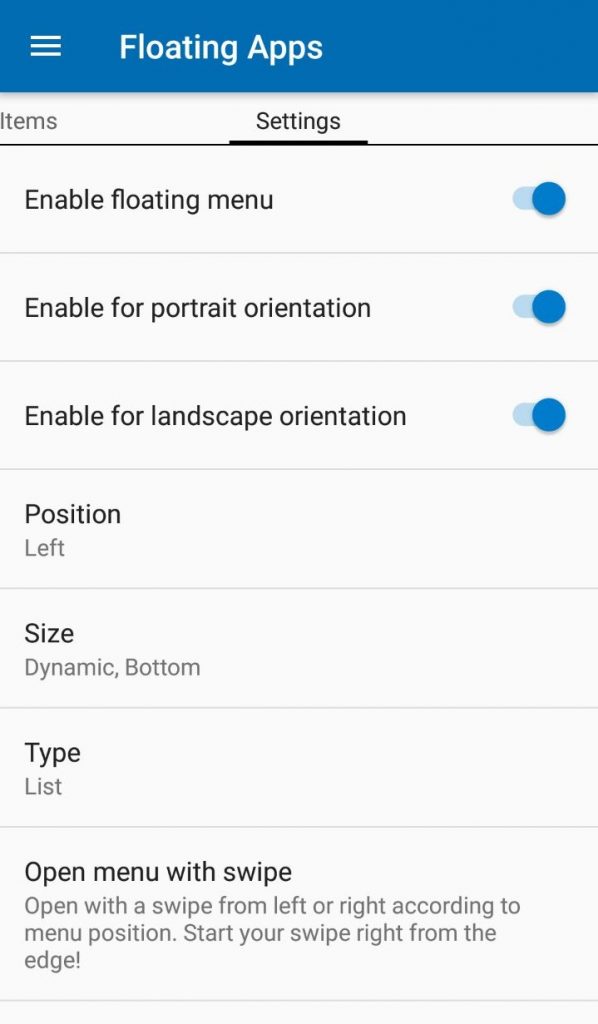 Getting started using Floating Menu Floating Apps