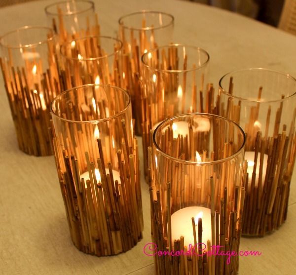 Reed Fencing as Candleholders