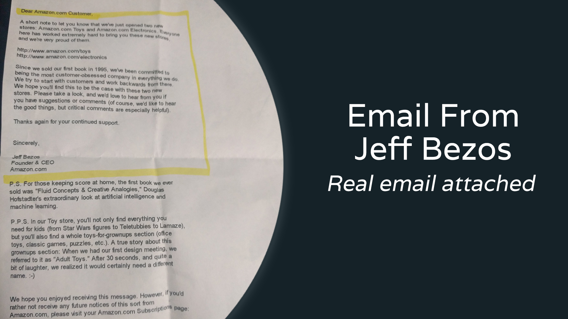 Email from Jeff Bezos Founder at work
