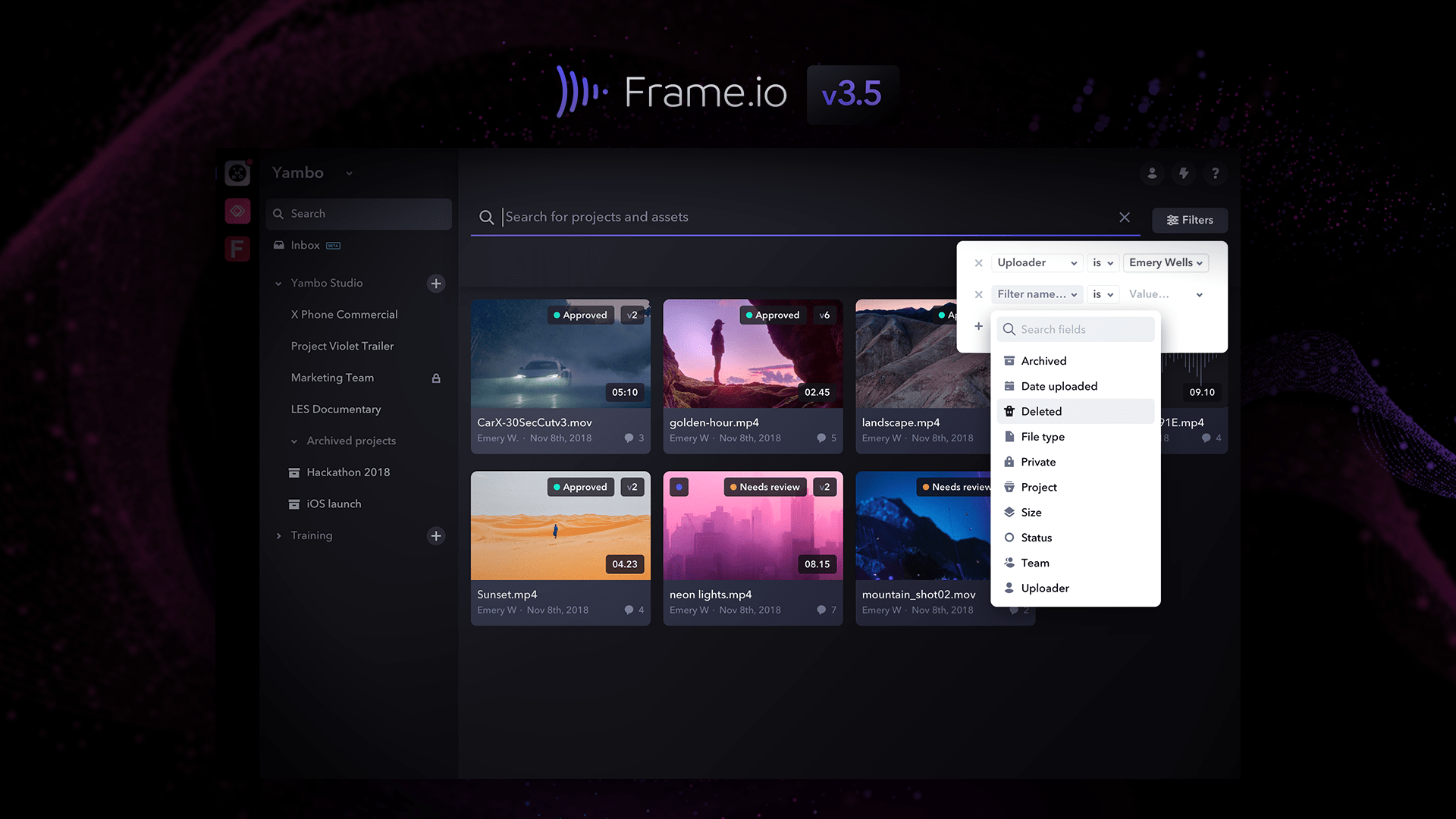 Introducing Frame.io v3.5 More Secure, More Precise, and More Flexible.