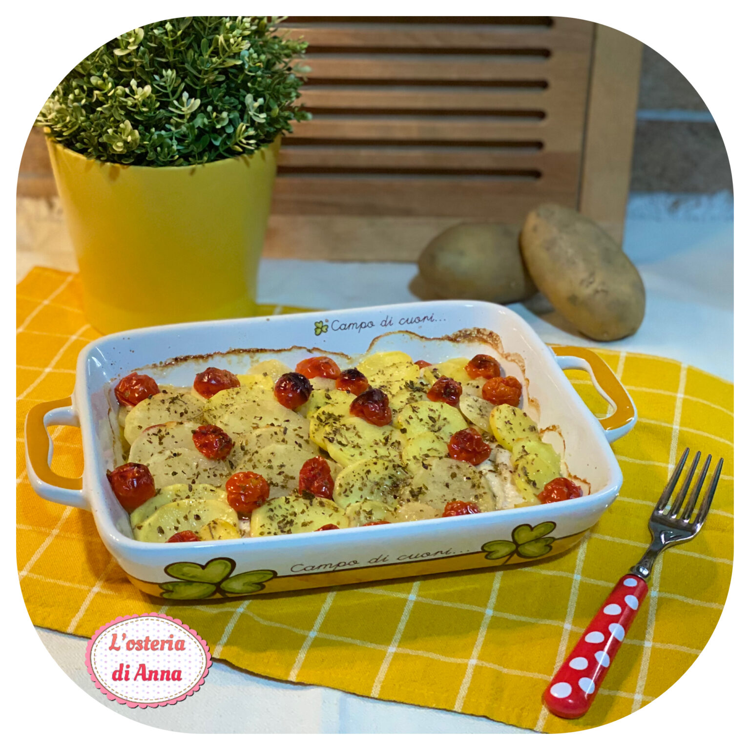 Filetti di gallinella di mare al forno con patate e pomodori
