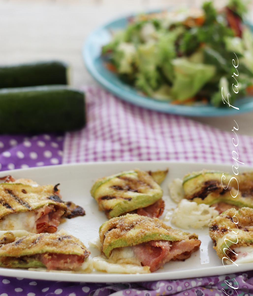 ZUCCHINE GRATINATE RIPIENE CON MOZZARELLA E PROSCIUTTO