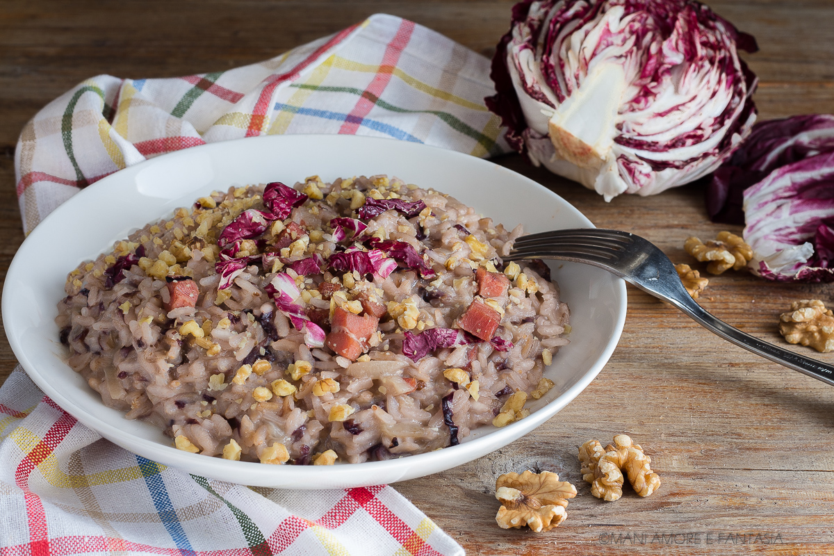 RISOTTO RADICCHIO SPECK E NOCI un primo piatto facile e cremoso