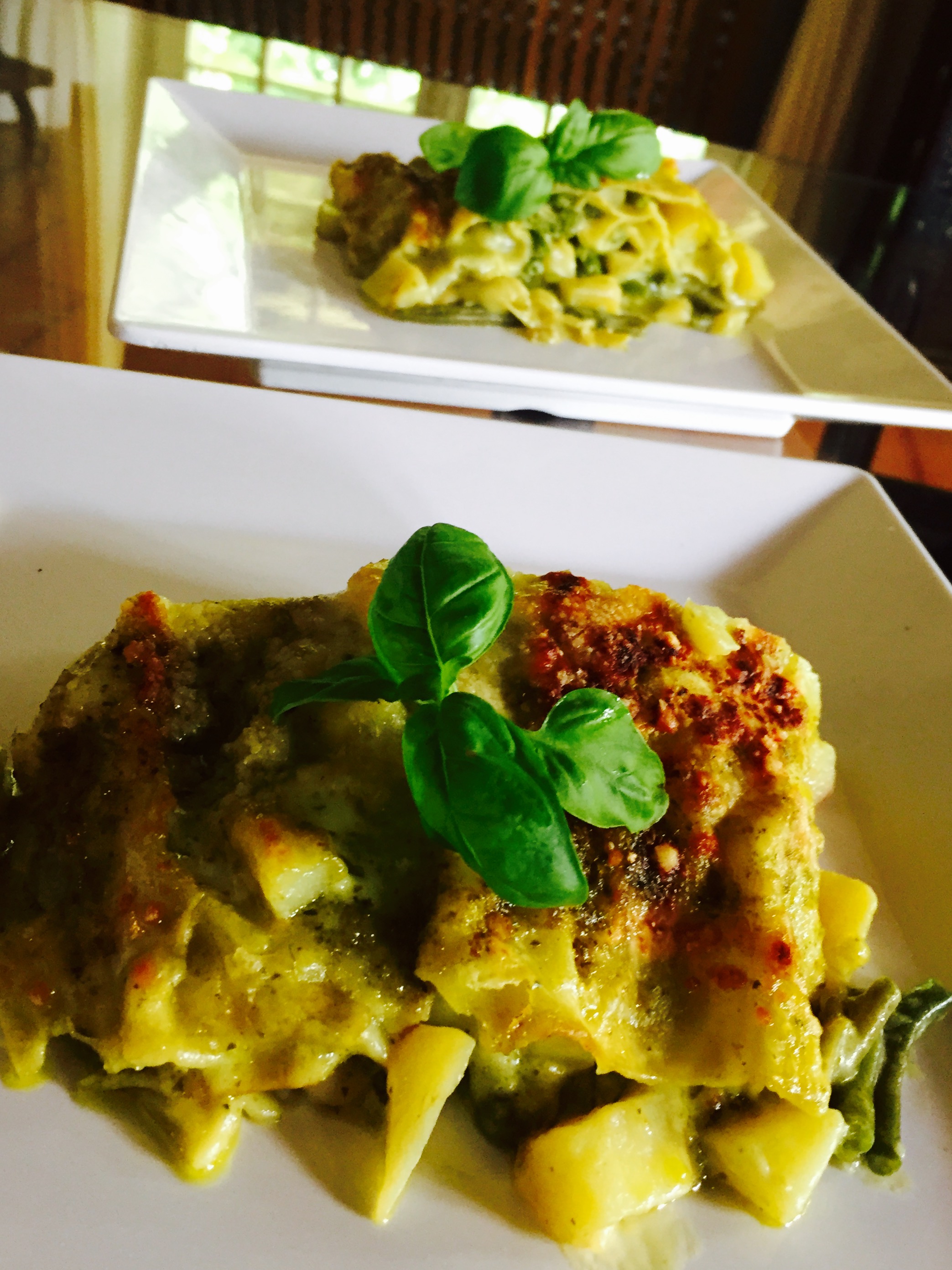 Lasagne alla ligure con pesto patate e fagiolini Pesto, potato green