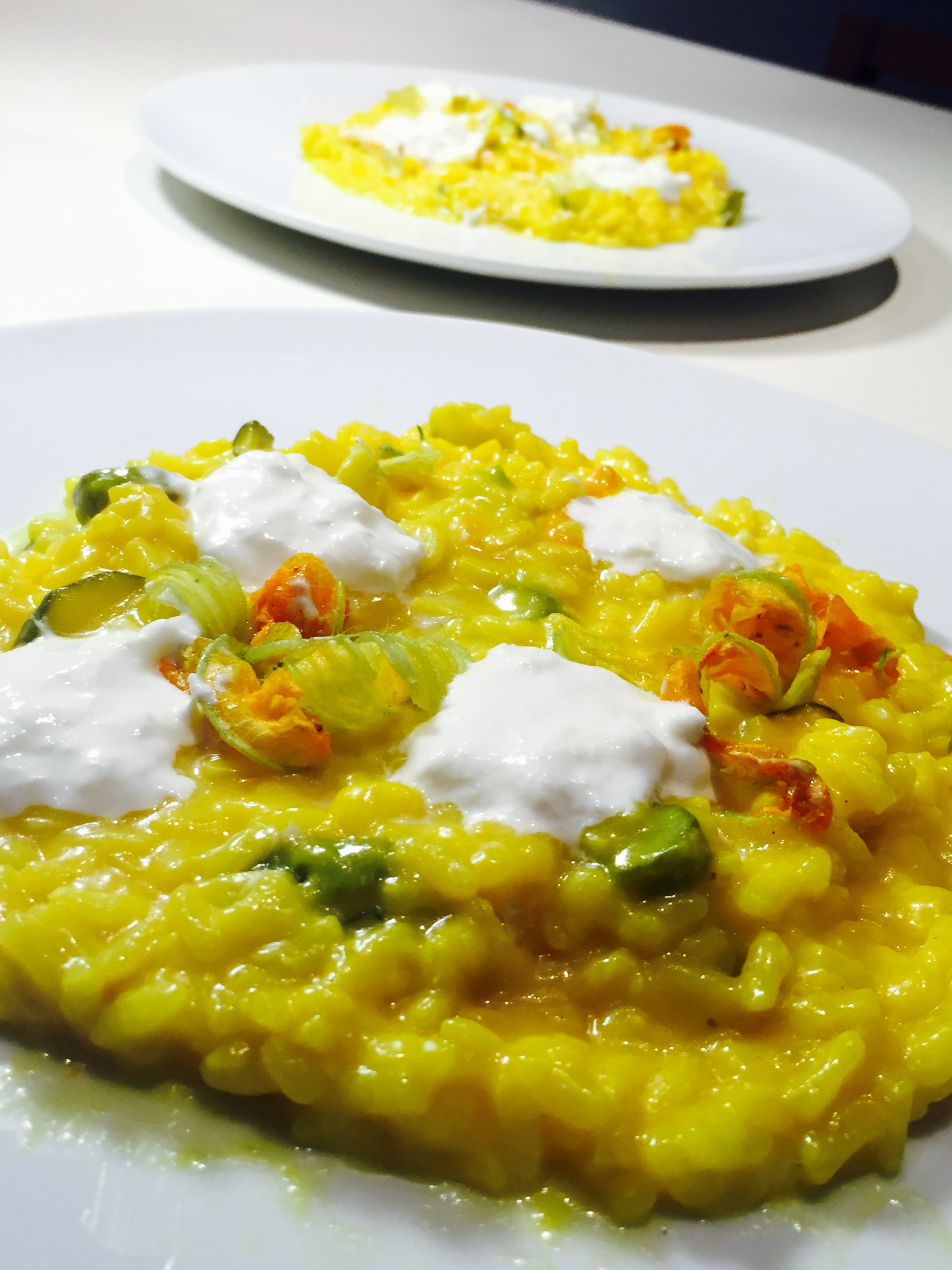 Risotto zafferano burrata fiori di zucchine e zucchine Ricette