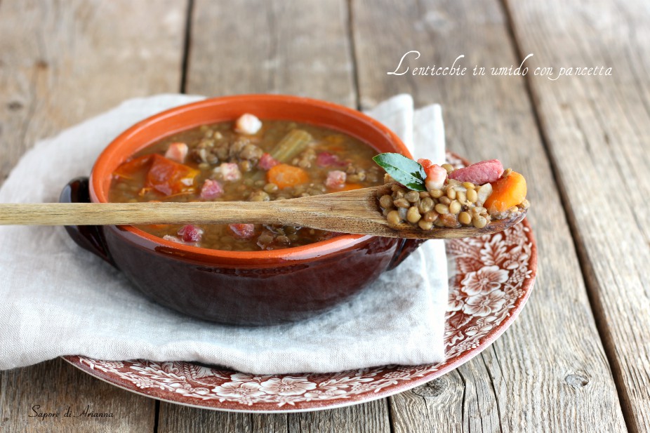 Lenticchie in umido con pancetta Sapore di Arianna