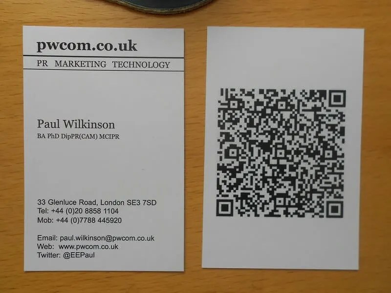 Using QR Codes on Business Cards Gimmio
